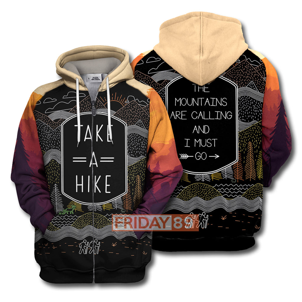 Camping Hiking Hoodie The Mountains Are Calling I Must Go T-shirt Hoodie Adult Unisex Full Print