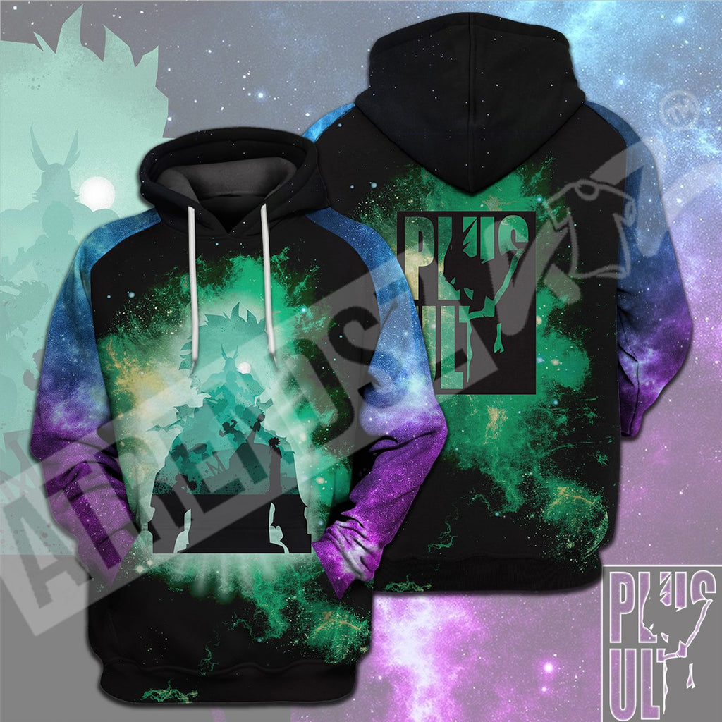  My Hero Academia T-shirt Midoriya Izuku Silhouette Plus Ultra Green Galaxy T-shirt Hoodie  