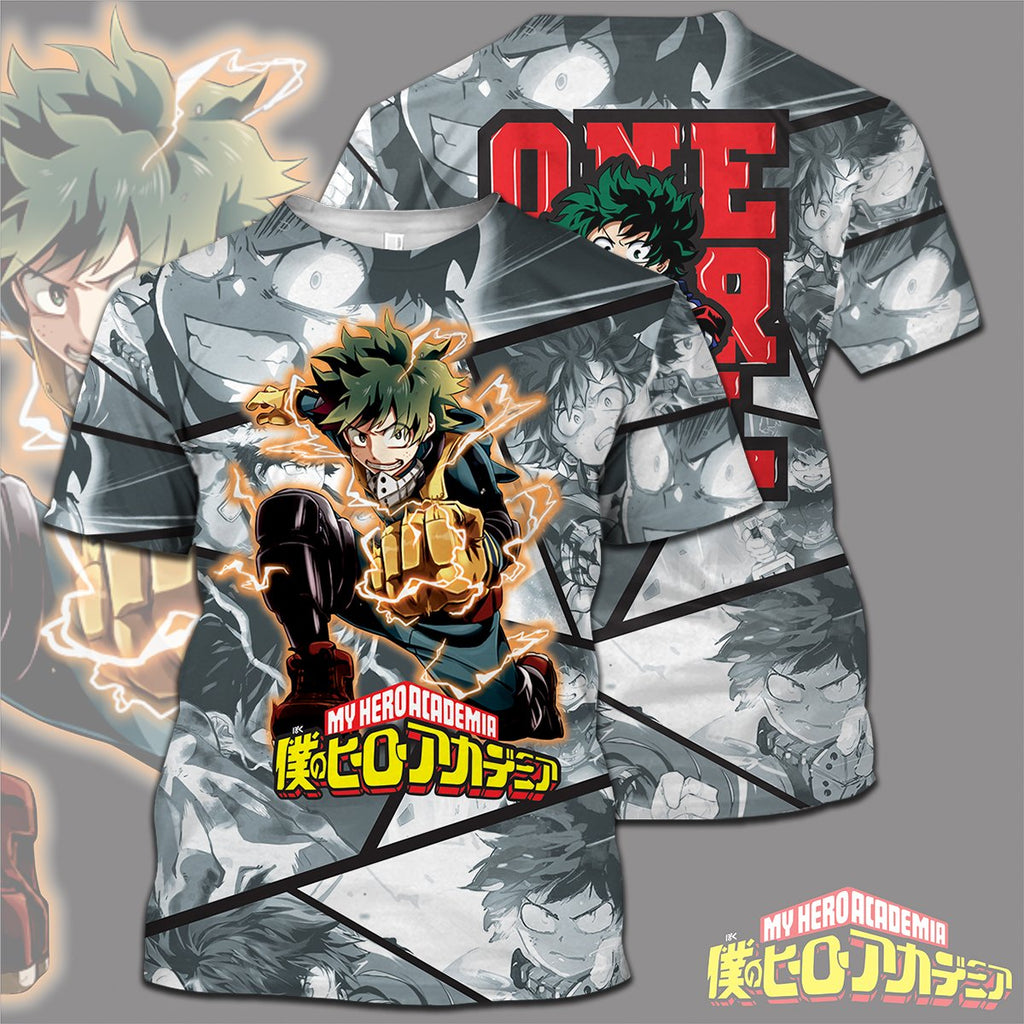  My Hero Academia T-shirt Midoriya Izuku One For All Black White Scene My Hero Academia Logo T-shirt Hoodie  