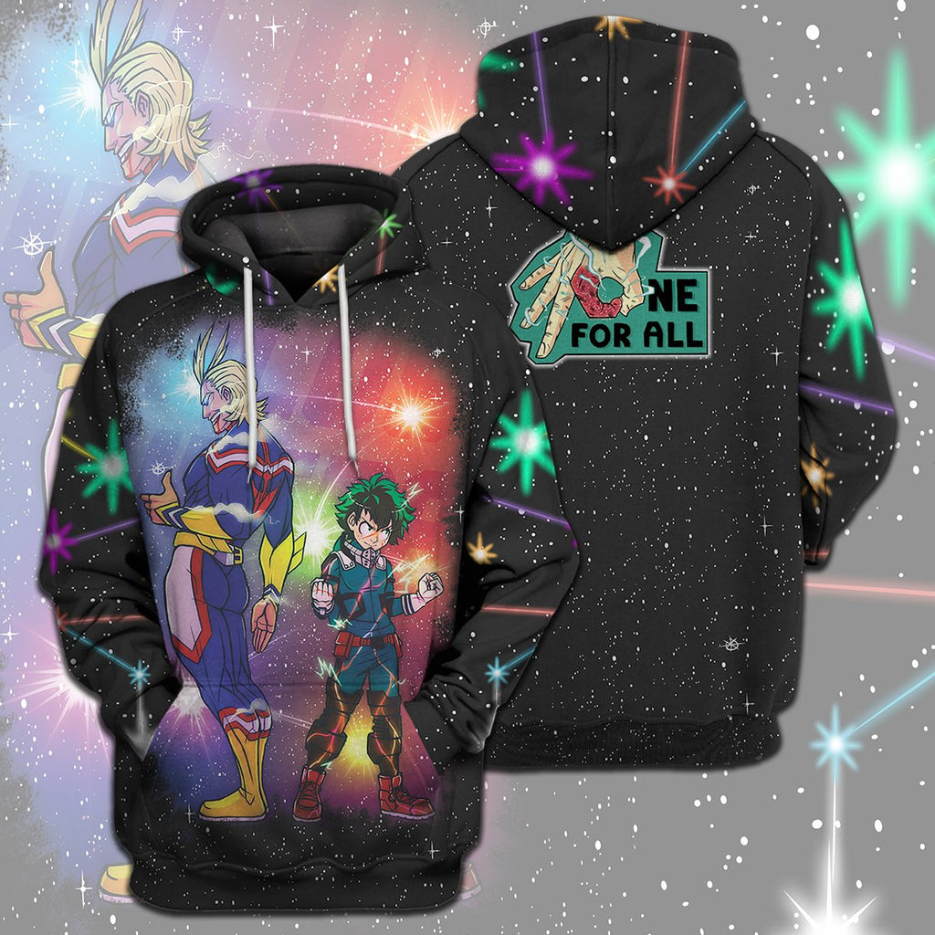  My Hero Academia T-shirt All Might Midoriya Izuku One For All Black Galaxy T-shirt Hoodie  