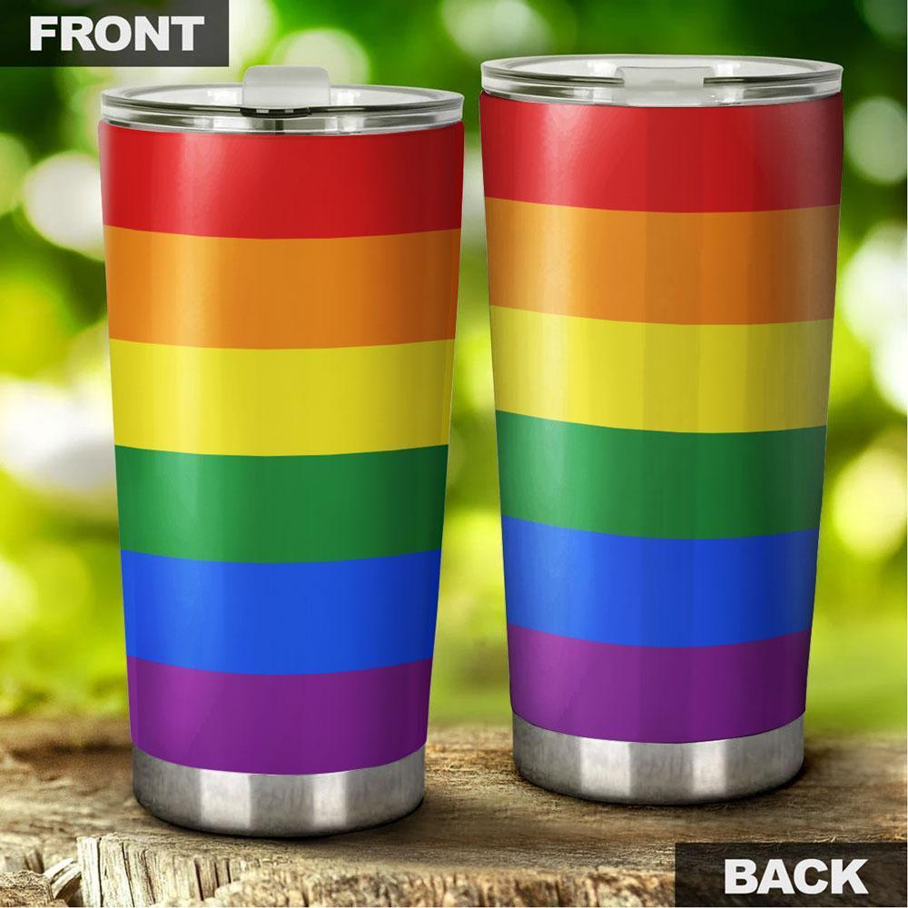  LGBT Pride Tumbler 20 oz Pride Month LGBT Rainbow Color Striped Tumbler Cup 20 oz 