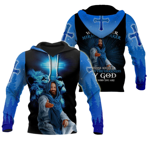  Jesus Shirt Way Maker Micracle Worker Promise Keeper Black Blue T-shirt Hoodie Christian Apparel Adult Full Print