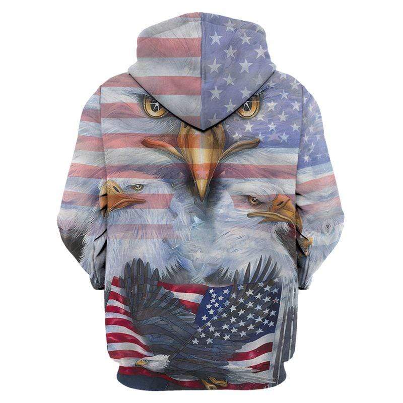 Veteran Hoodie US Army Independence Day Eagle American Flag Hoodie Apparel Adult Full Print