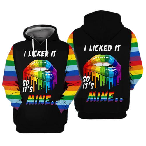 LGBT Hoodie I Licked It So It Mine Rainbow Lips Hoodie Apparel Adult Unisex Full Print
