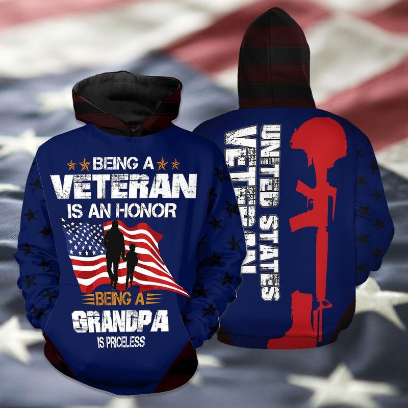 US Veteran Grandpa Hoodie Being A Veteran Being A Grandpa 3D Hoodie Adult Full Size