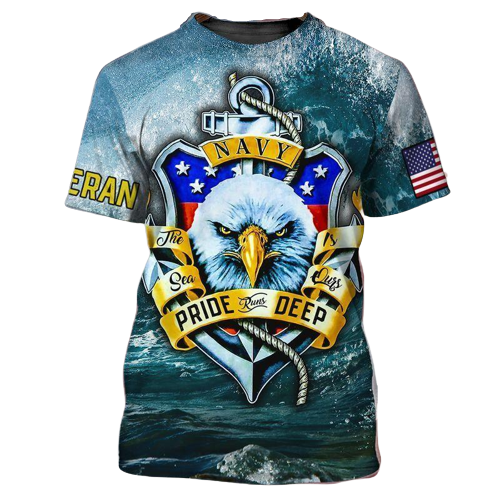 Veteran Shirt Navy Veteran The Sea Is Ours Pride Runs Deep 3D Blue Hoodie Veteran Hoodie