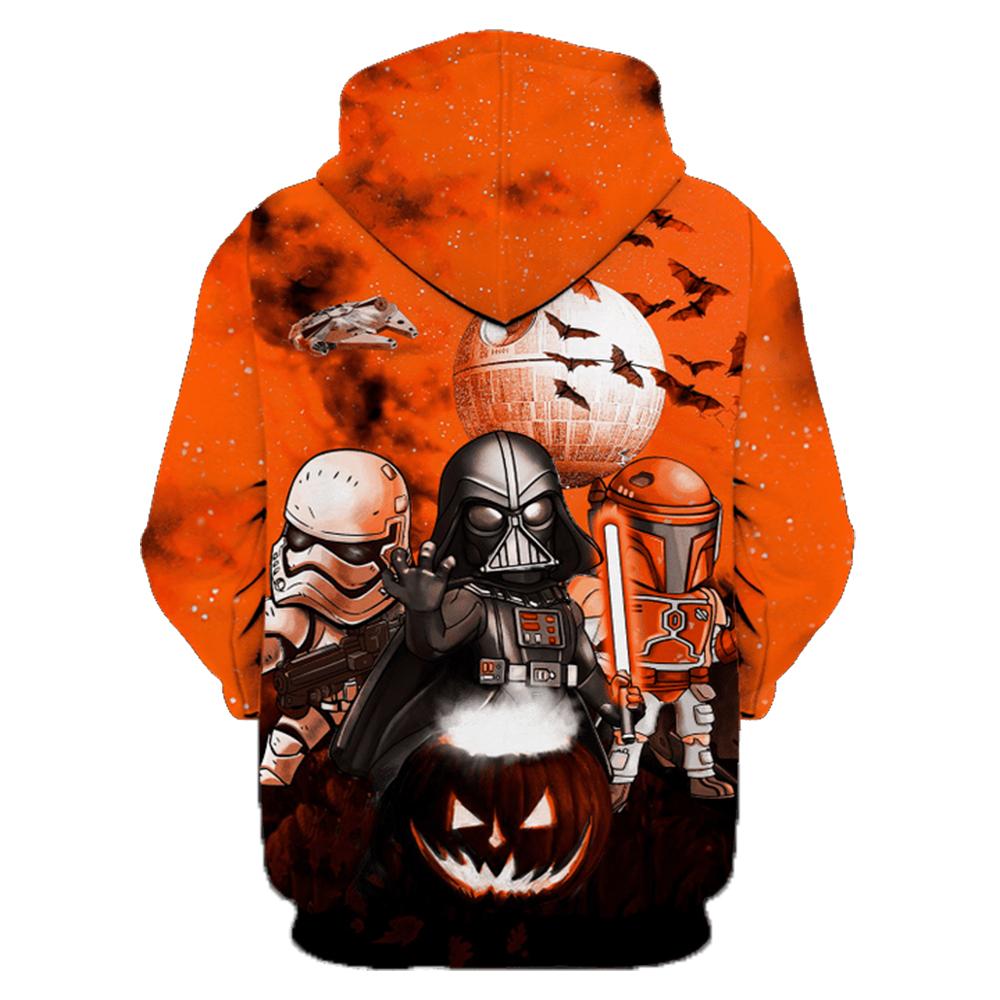 SW Halloween Hoodie SW Darth Vader Stormtrooper Halloween Night Orange Hoodie