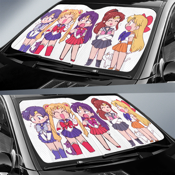 Sailor Moon Car Sun Shade Sailor Moon Team Chibi Cute Windshield Sun Shade