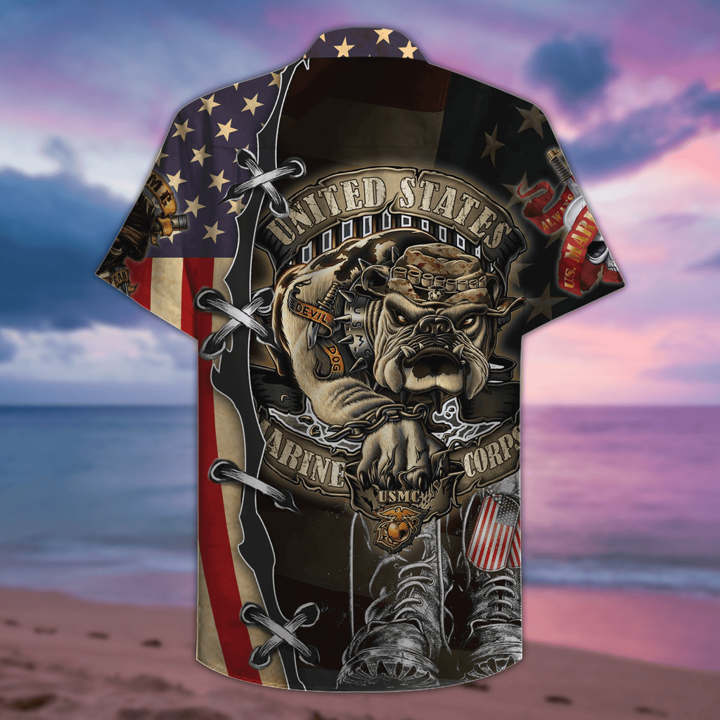 Veteran Hawaii Shirt Proud United States Marine Corps Bull Dog Hawaiian Aloha Shirts