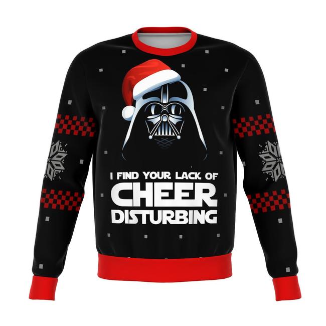 SW Christmas Sweater I Find You Lack Of Cheer Disturbing Black Ugly Sweater