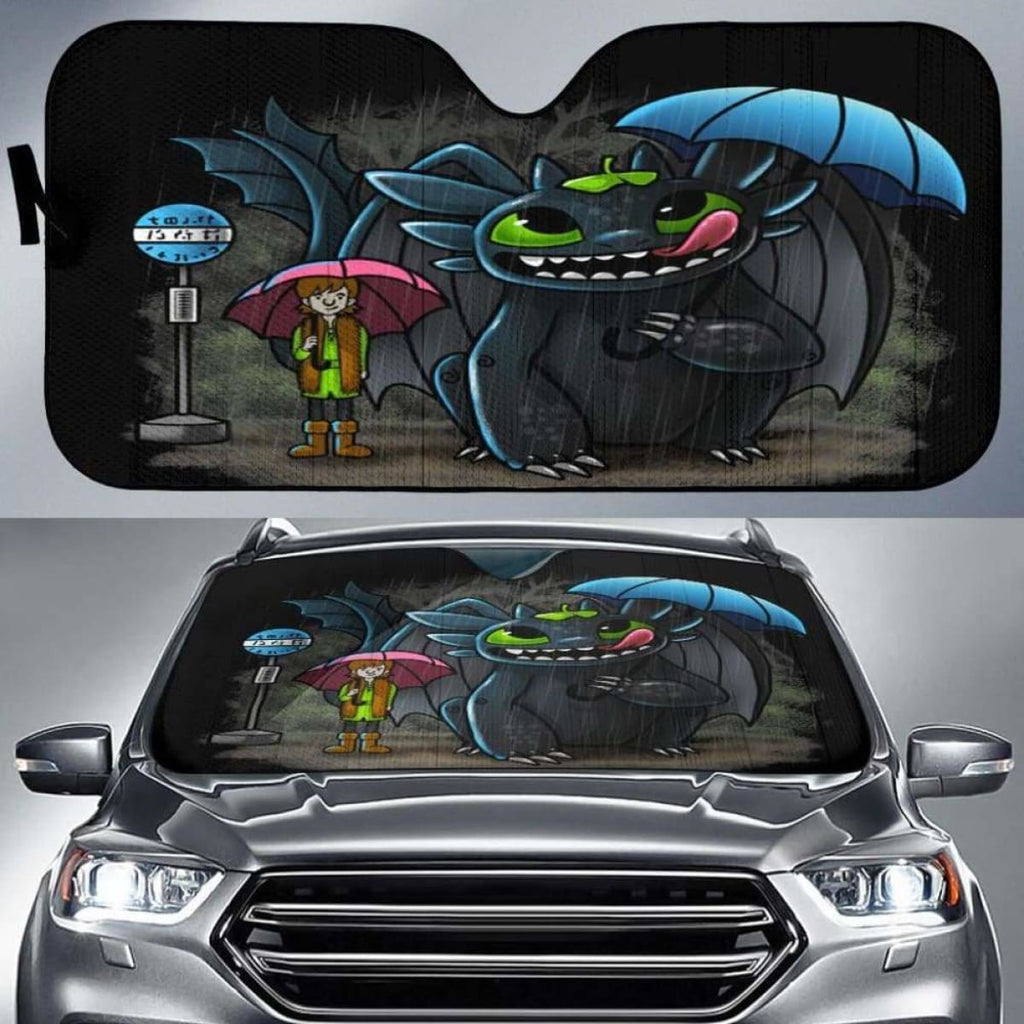  DN Car Sun Shade Toothless Cross Over Totoro Windshield Sun Shade