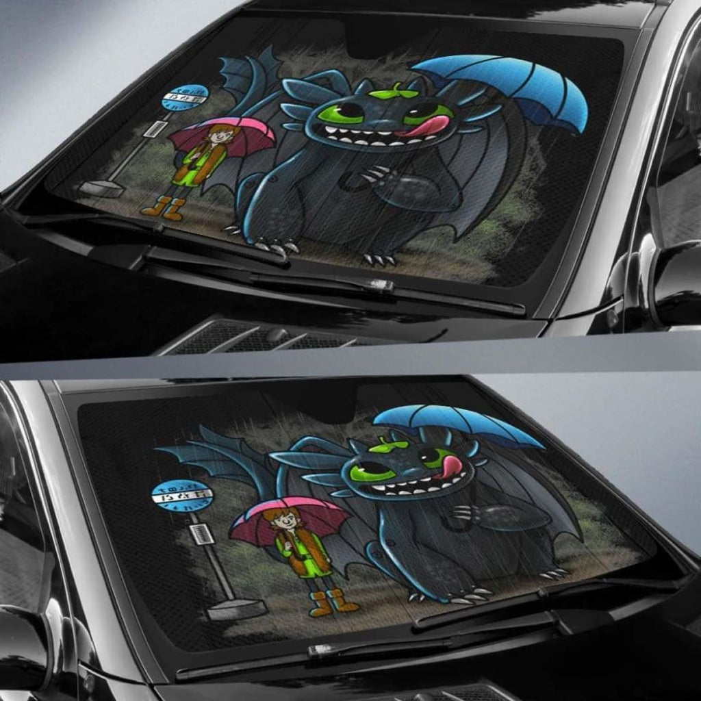  DN Car Sun Shade Toothless Cross Over Totoro Windshield Sun Shade