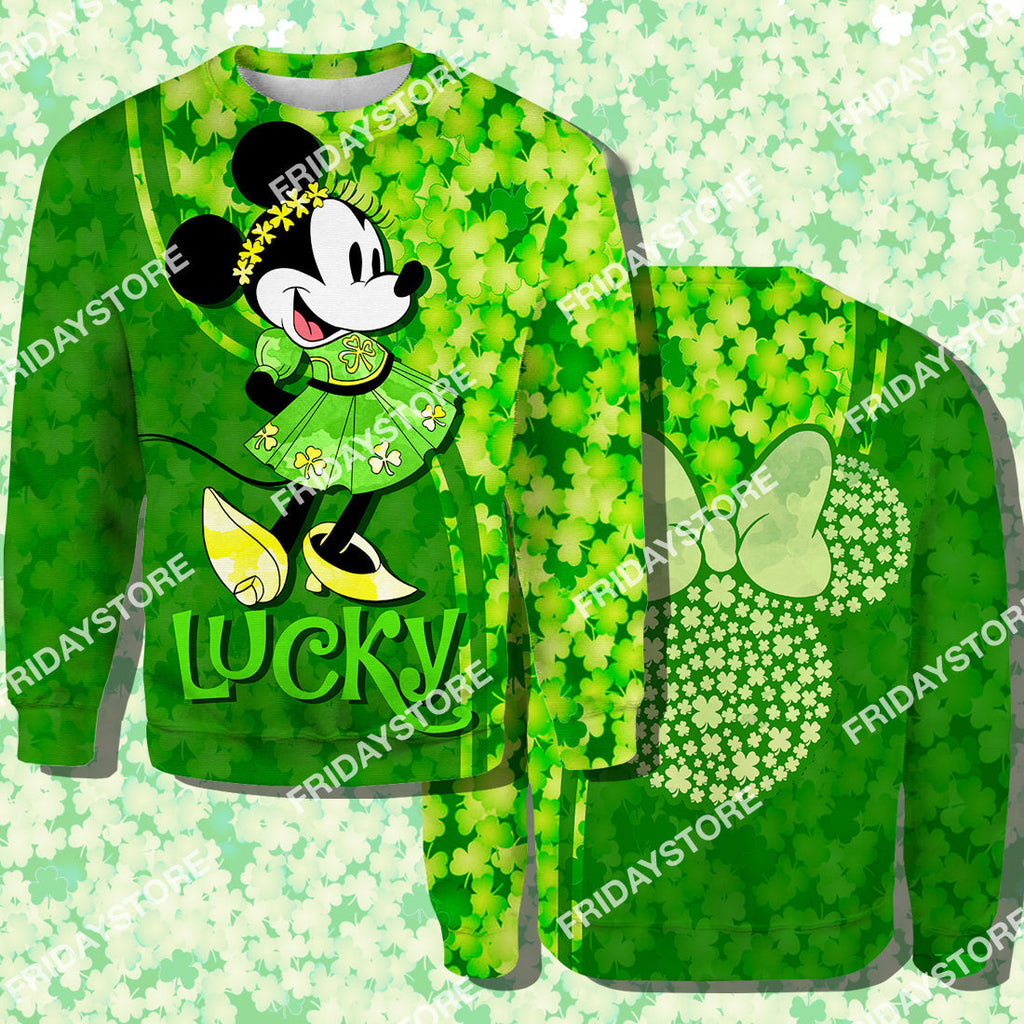  DN T-shirt Mouse Lucky St Patrick's Day T-shirt Cute DN MN Mouse Hoodie Sweater Tank St Patrick's Day Hoodie Shirt