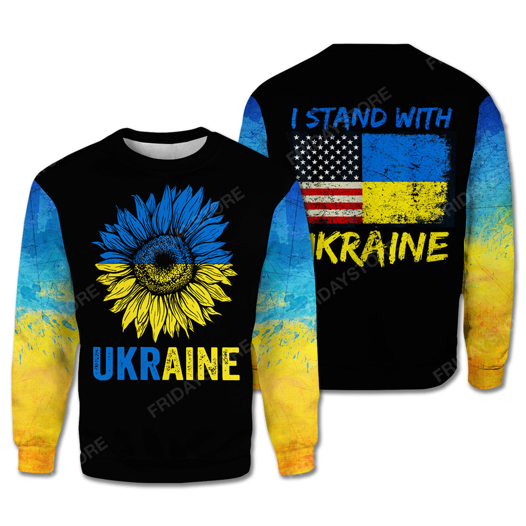 Gifury Ukraine T Shirt I Stand With Ukraine Yellow Blue Black Hoodie Ukraine Hoodie Apparel Sweater2024