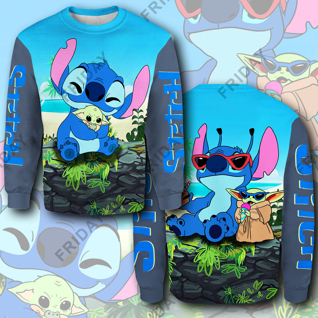  DN SW T-shirt Stitch Hug Baby Yda 3D Print T-shirt Cute Amazing DN Stitch Hoodie Sweater Tank 2024