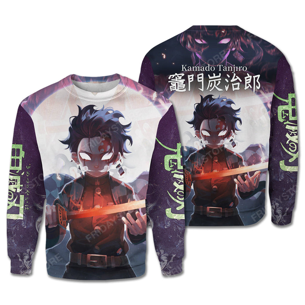  Demon Slayer T Shirt Kimetsu no Yaiba Kamado Tanjiro 3d Dark Purple Hoodie Demon Slayer Hoodie