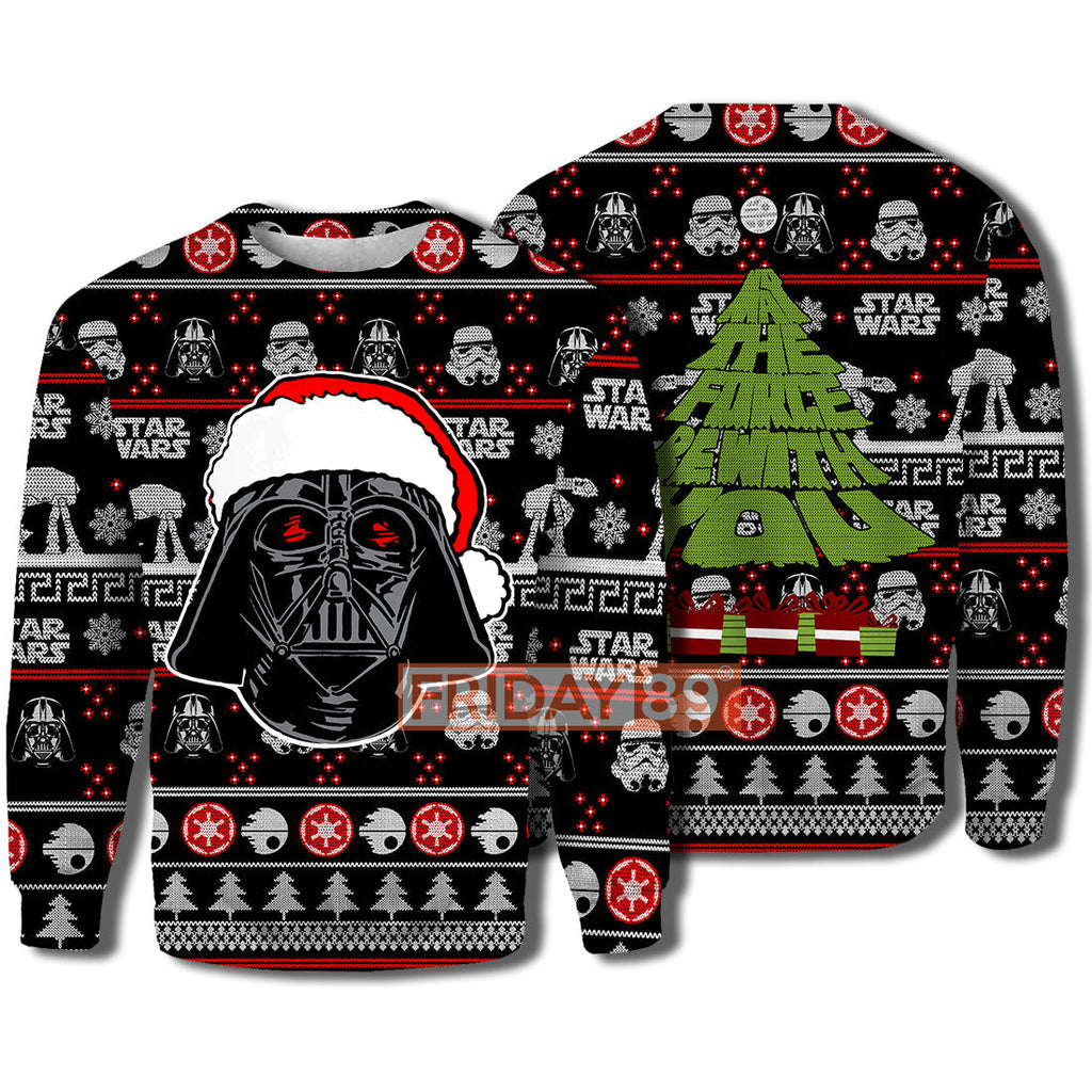  SW T-shirt May The Force Be With You Christmas Tree T-shirt High Quality SW Hoodie Sweater Tank 2023