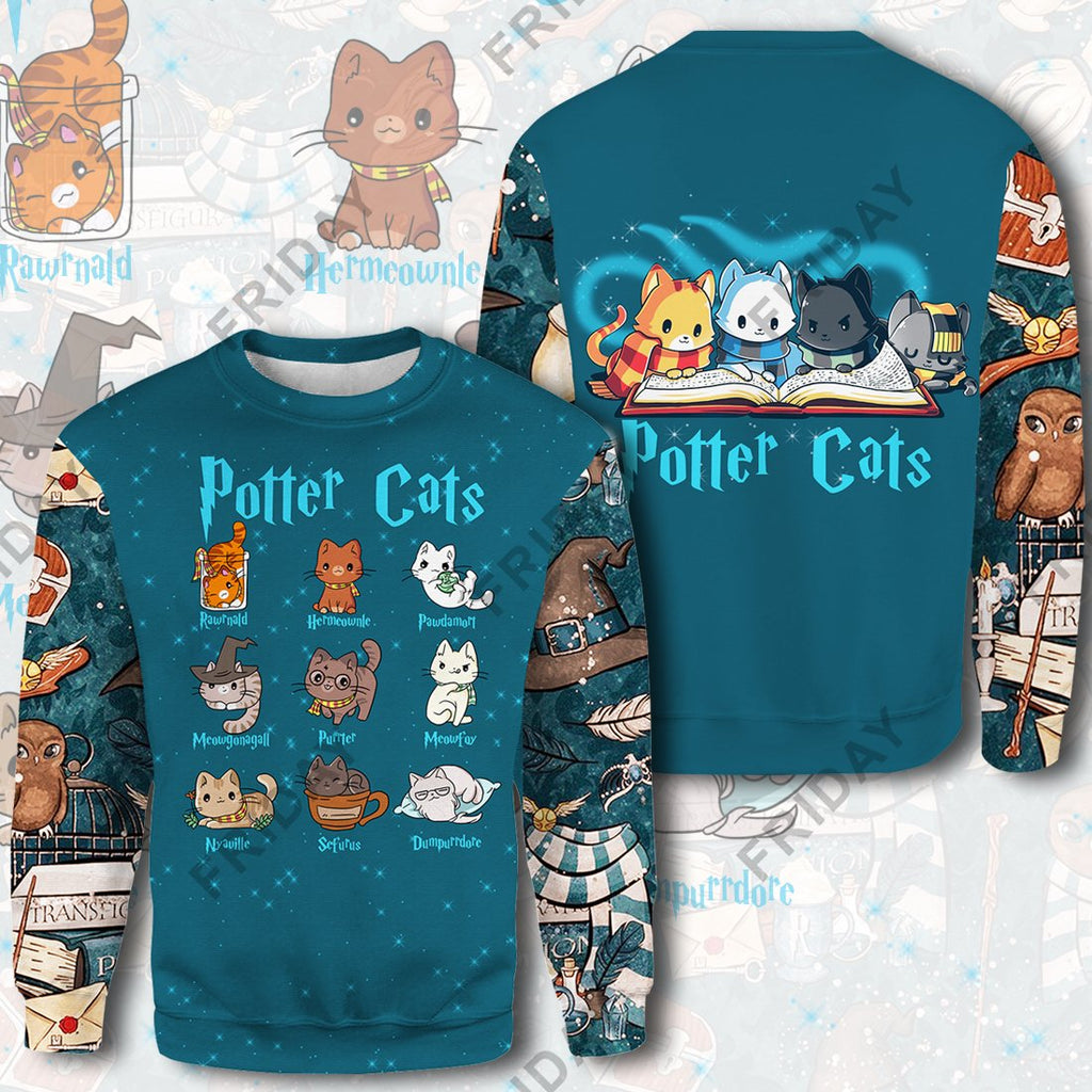 HP Potter Cats 3D Print Hoodie T-shirt