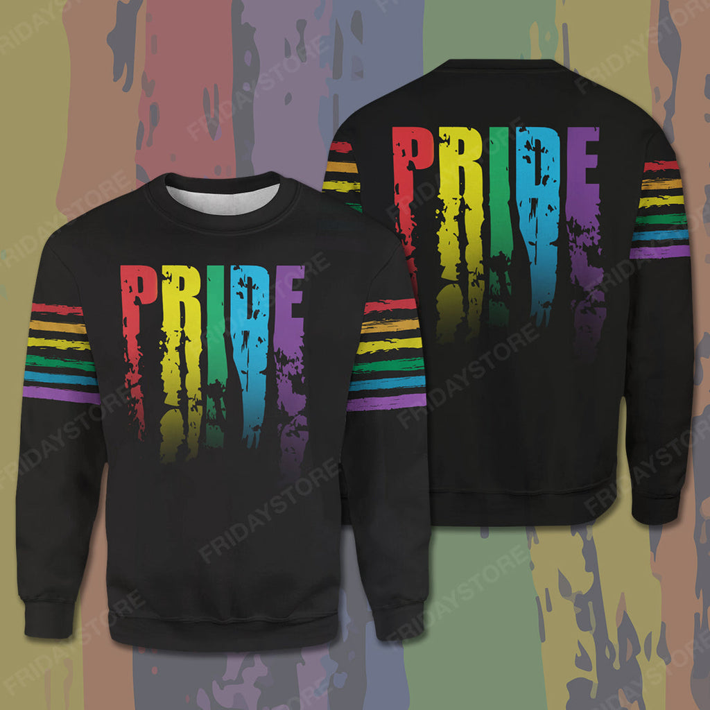 LGBT T-shirt LGBT Rainbow Color PRIDE Black T-shirt Hoodie Adult Unisex Full Print