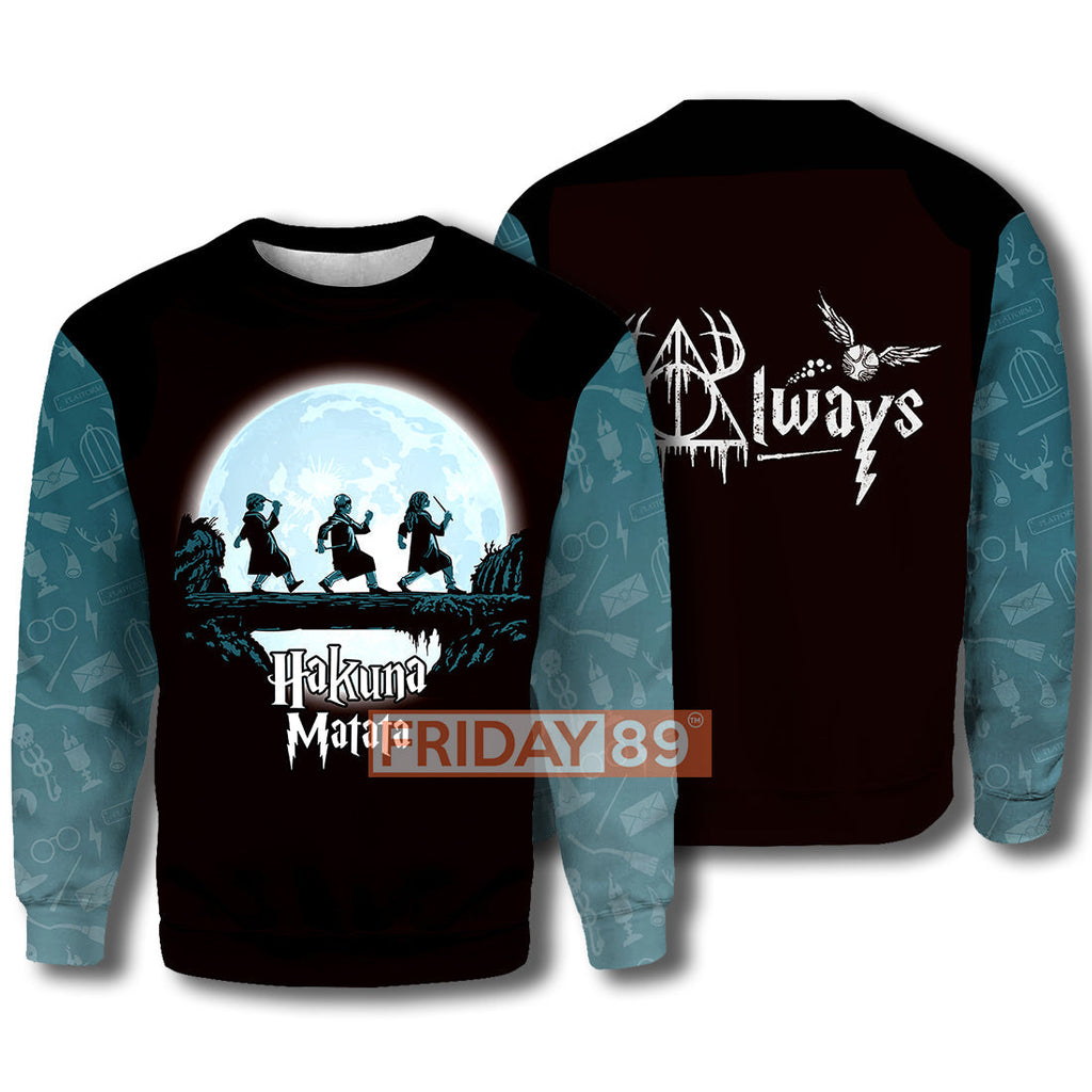  HP T-shirt Harry Ron Hermione Hakuna Matata Always Deathly Hallows 3D Print T-shirt Funny HP Hoodie Sweater Tank 2024