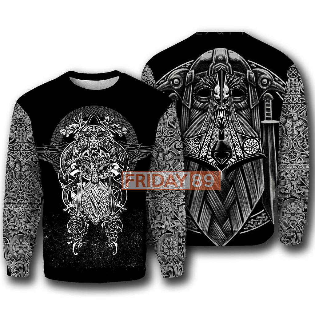 Viking T-shirt Odin Viking Symbol T-shirt Hoodie Adult Full Print