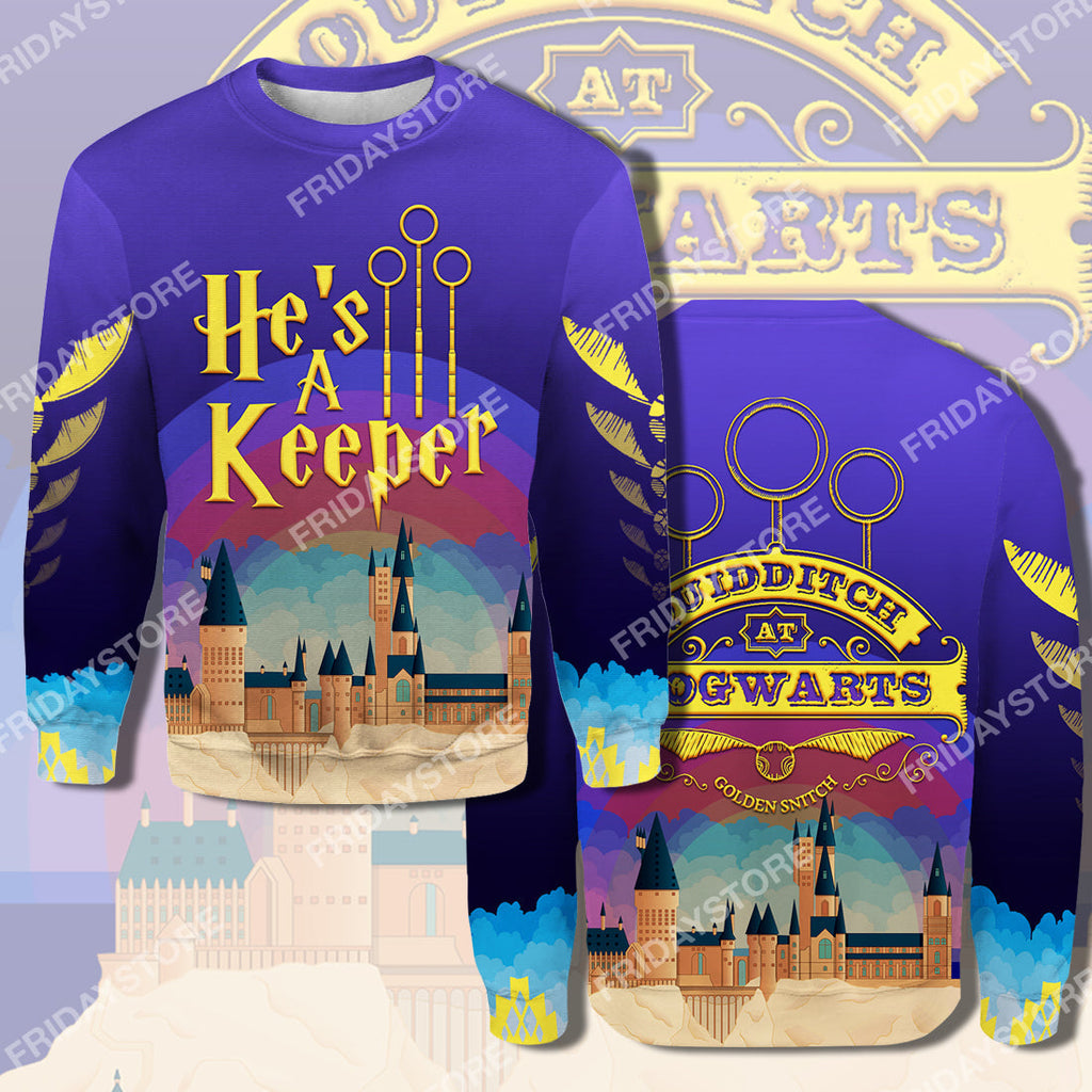  HP T-shirt Quidditch Couple He's A Keeper T-shirt Awesome High Quality HP Hoodie Sweater Tank Couple Apparel 2024