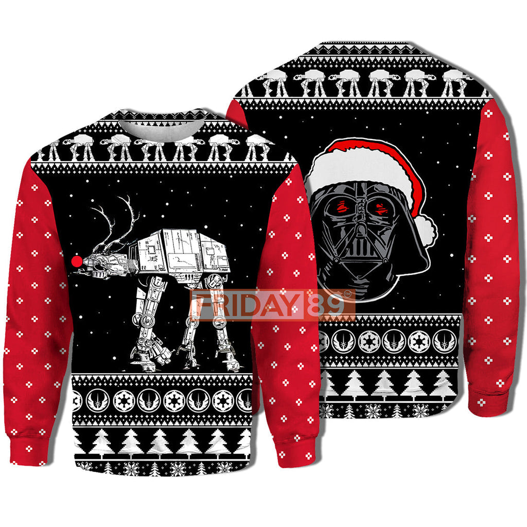  SW T-shirt SW Rudolph ATAT Walker & Santa D.Vader T-shirt Awesome SW Hoodie Sweater Tank 2023