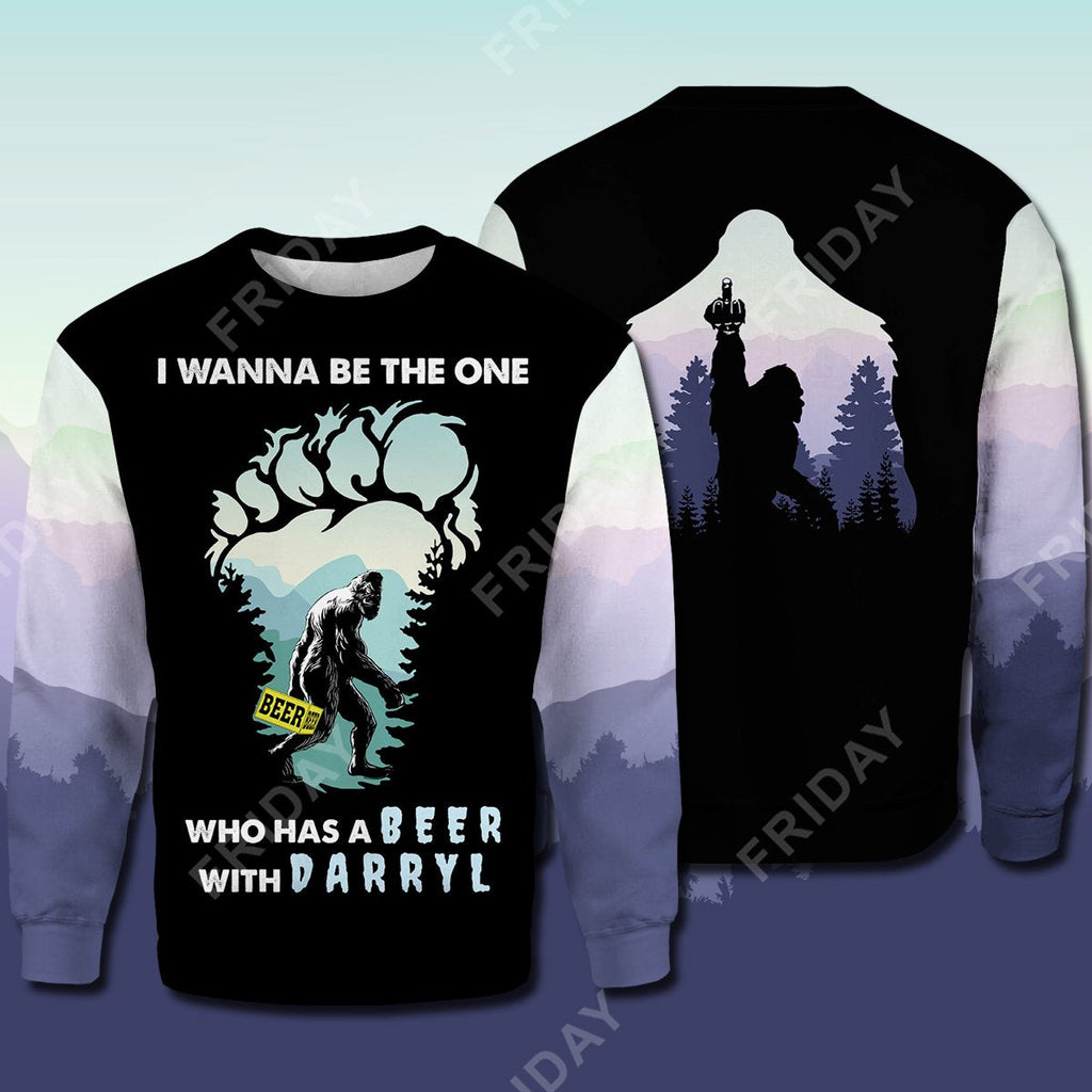 Bigfoot Hoodie Bigfoot I Wanna Be The One Who Has A Beer T-shirt Hoodie Adult Unisex Full Print