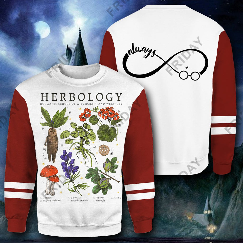  HP T-shirt Herbology Always Infinity Red White T-shirt High Quality HP Hoodie Sweater Tank 2024