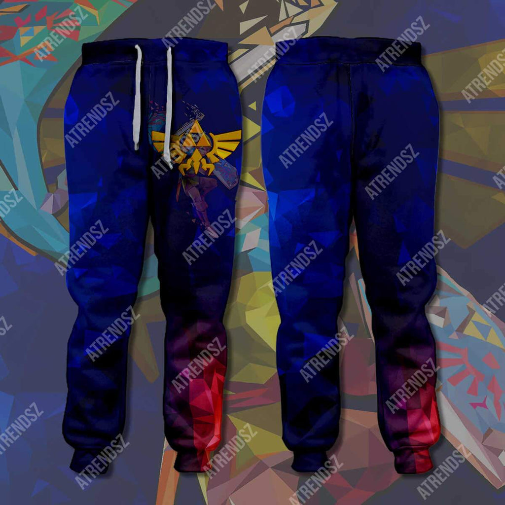  Legend Of Zelda Jogger Hyrule Symbol Blue Red Pants Legend Of Zelda Pants 