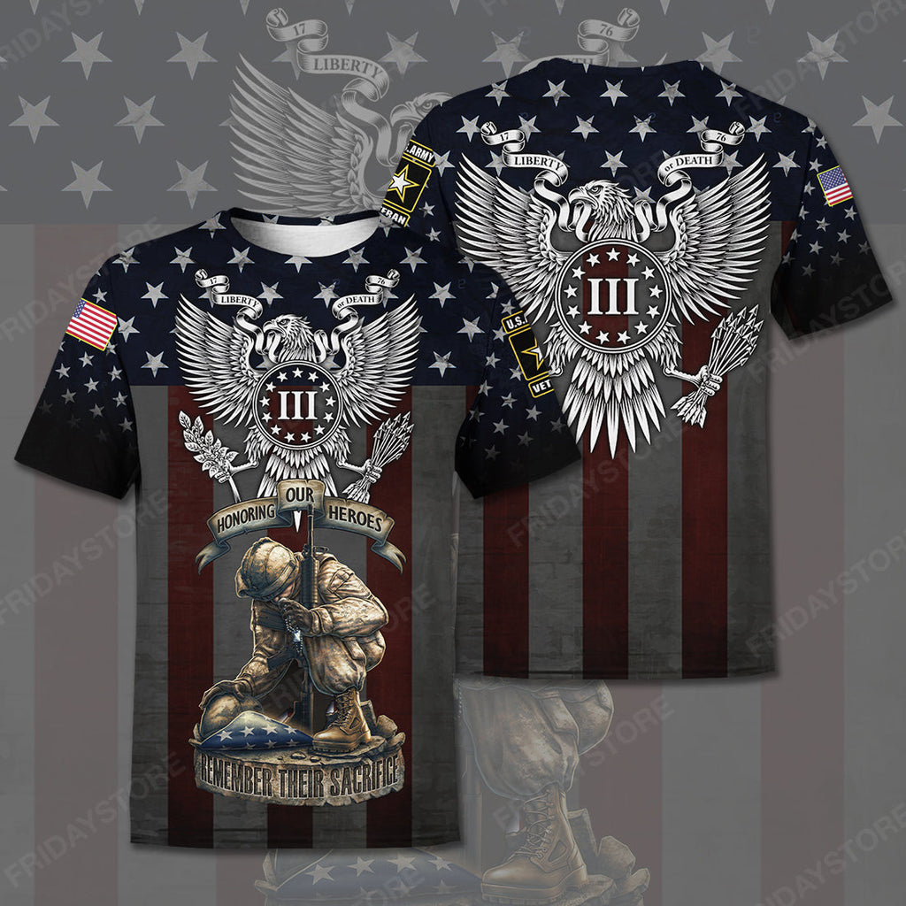 U.S Army Veteran Shirt Honoring Heroes Remember Sacrifice T-shirt hoodie Military Gifts