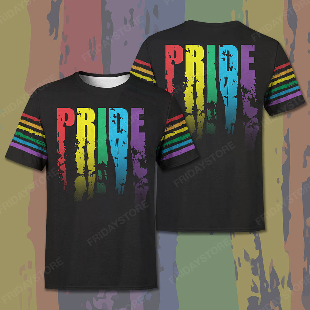 LGBT T-shirt LGBT Rainbow Color PRIDE Black T-shirt Hoodie Adult Unisex Full Print