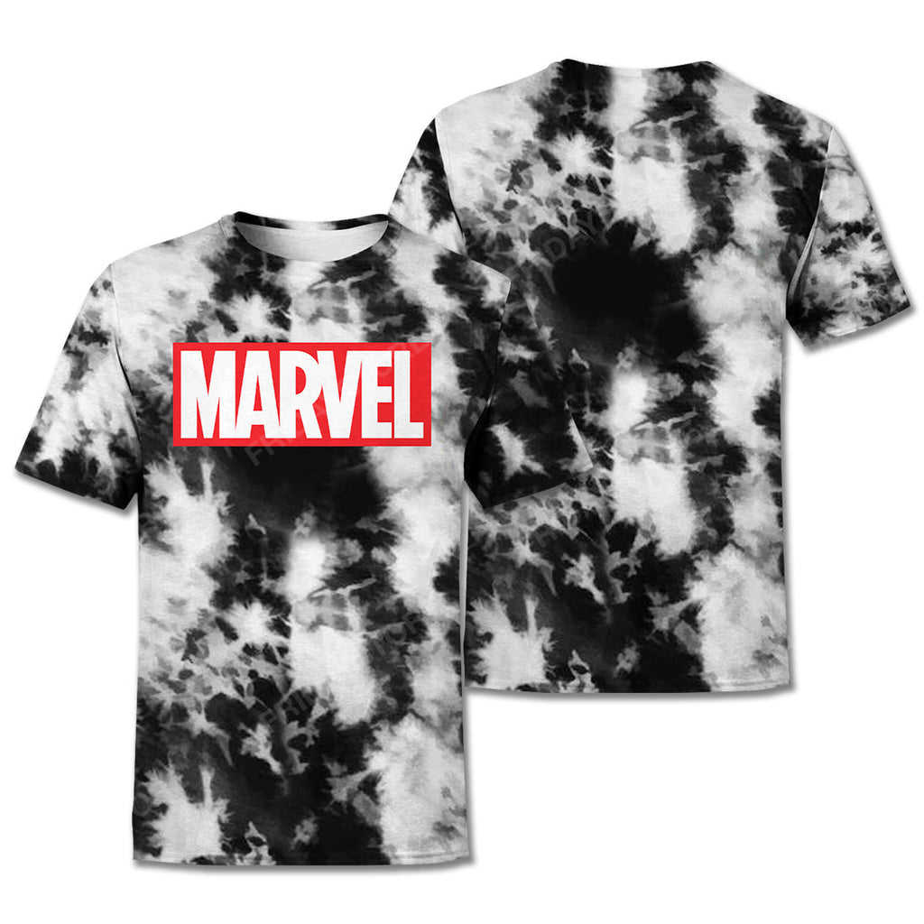 MV T-Shirt MV Super Hero Symbols Tie Dye Black White Hoodie MV Hoodie