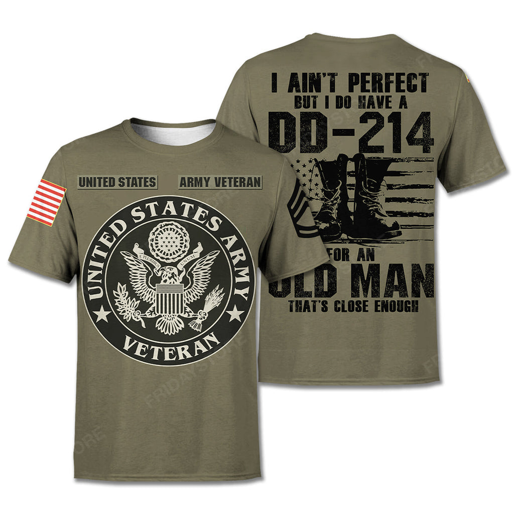 Army Veteran Hoodie Old Man DD214 T-shirt Hoodie