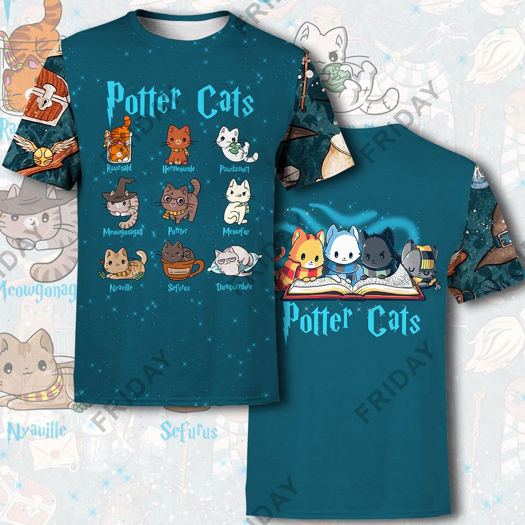 HP Potter Cats 3D Print Hoodie T-shirt