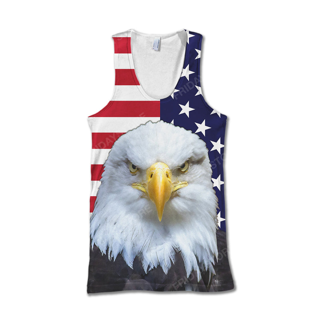 4th Of July T-shirt Fourth July American Flag Bald Eagle T-shirt Hoodie Independence Day Gift Adult Full Print