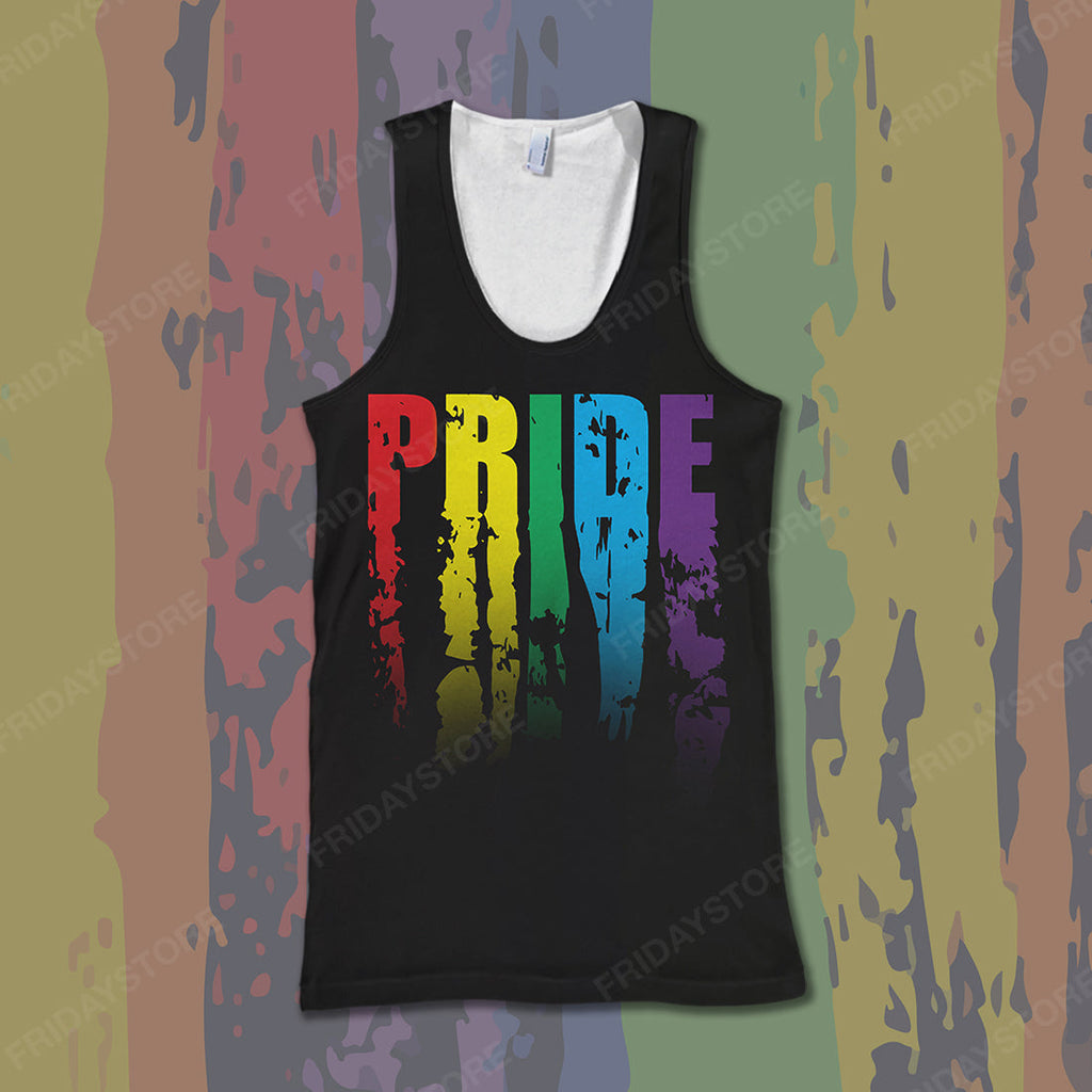 LGBT T-shirt LGBT Rainbow Color PRIDE Black T-shirt Hoodie Adult Unisex Full Print