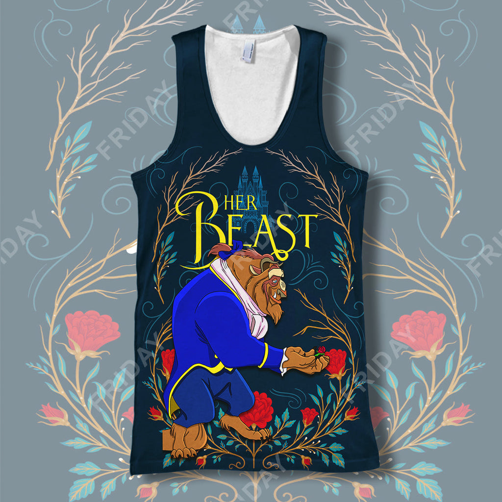  DN T-shirt Beauty & The Beast Her Beast Couple 3D Print T-shirt Awesome DN Beauty & The Beast Hoodie Sweater Tank