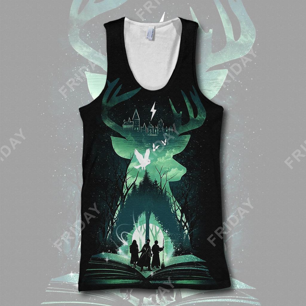  HP T-shirt Patronus Deathly Hallows Green T-shirt Cool High Quality HP Hoodei Sweater Tank2025