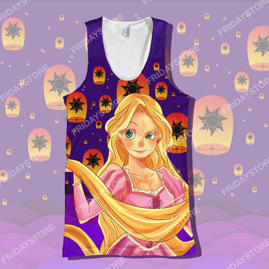  DN Rapunzel T-shirt Princess Tangled Rapunzel Couple Silhouette T-shirt DN Tangled Apparel DN Rapunzel Hoodie Sweater Tank