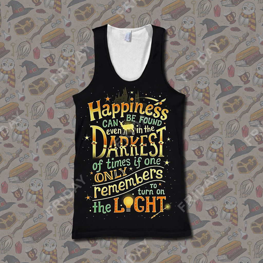  HP T-shirt Happiness Can Be Found Even In The Darkest T-shirt Awesome High Quality HP Hoodie Sweater Tank 2024