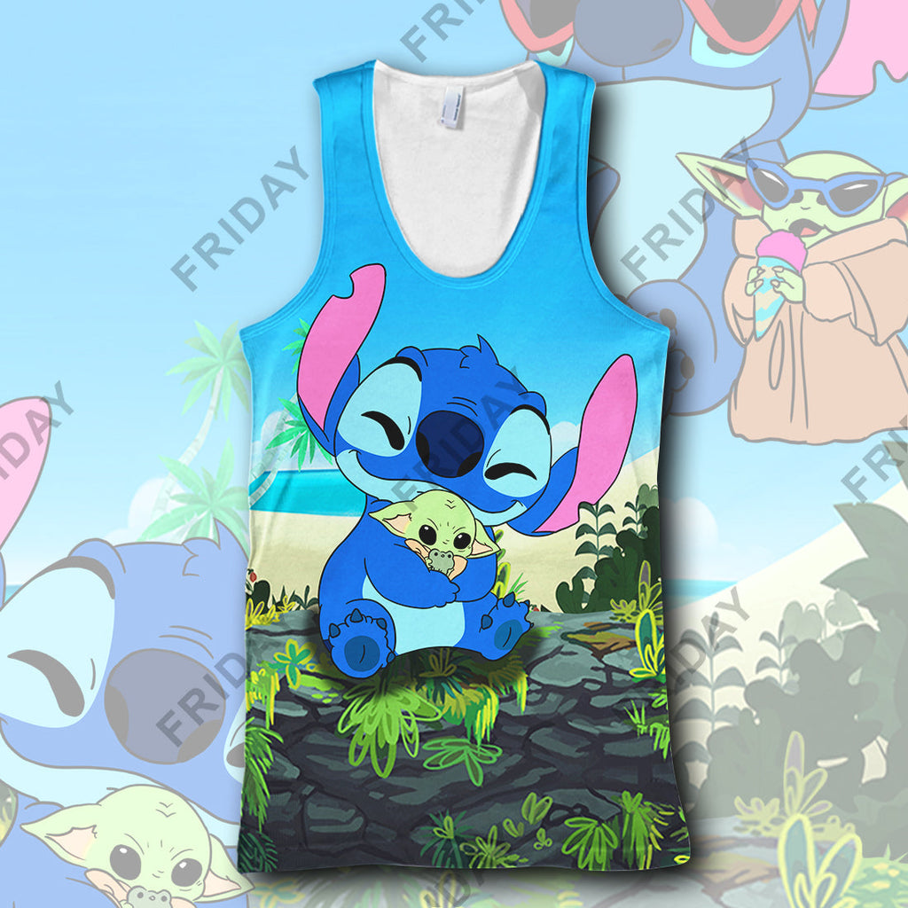  DN SW T-shirt Stitch Hug Baby Yda 3D Print T-shirt Cute Amazing DN Stitch Hoodie Sweater Tank 2025