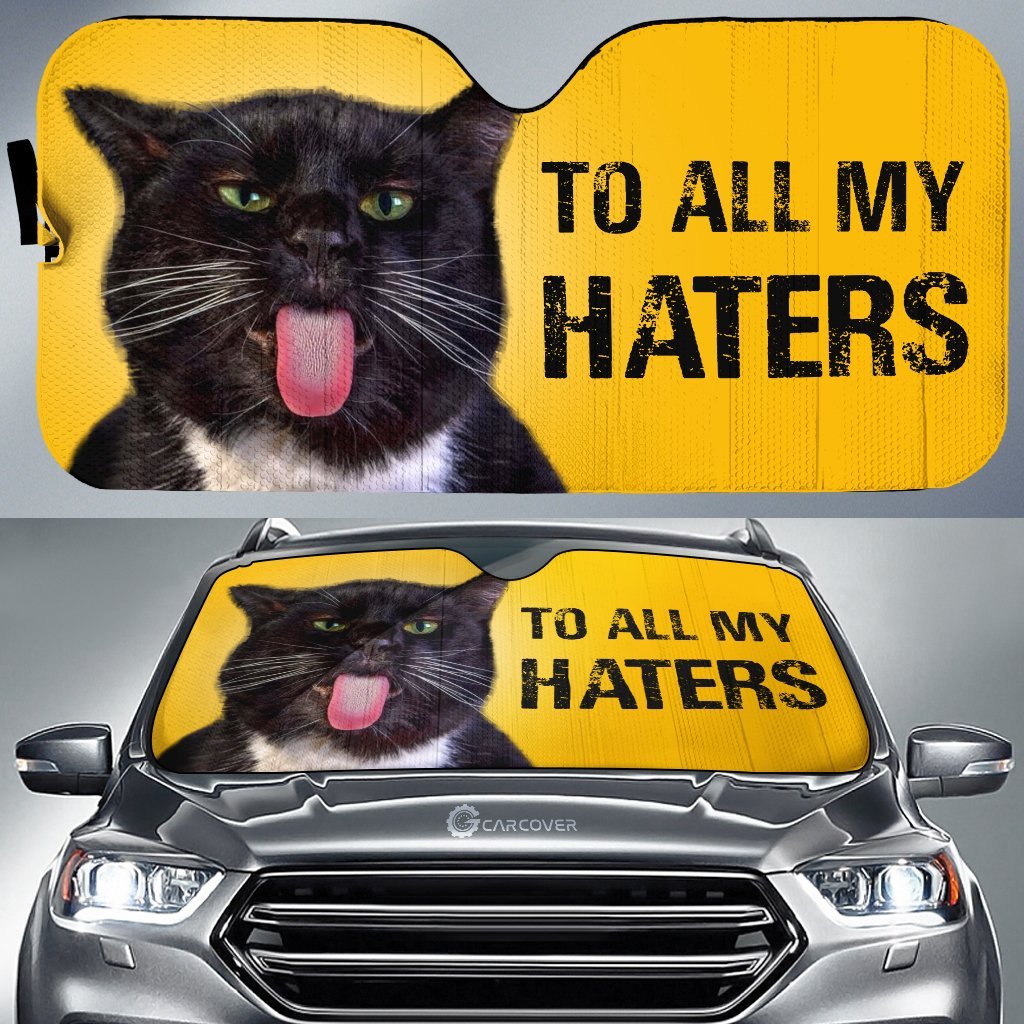 Gifury Cat Windshield Sun Shade To All My Haters Black Cat Funny Yellow Car Sun Shade Cat Car Sun Shade 2022