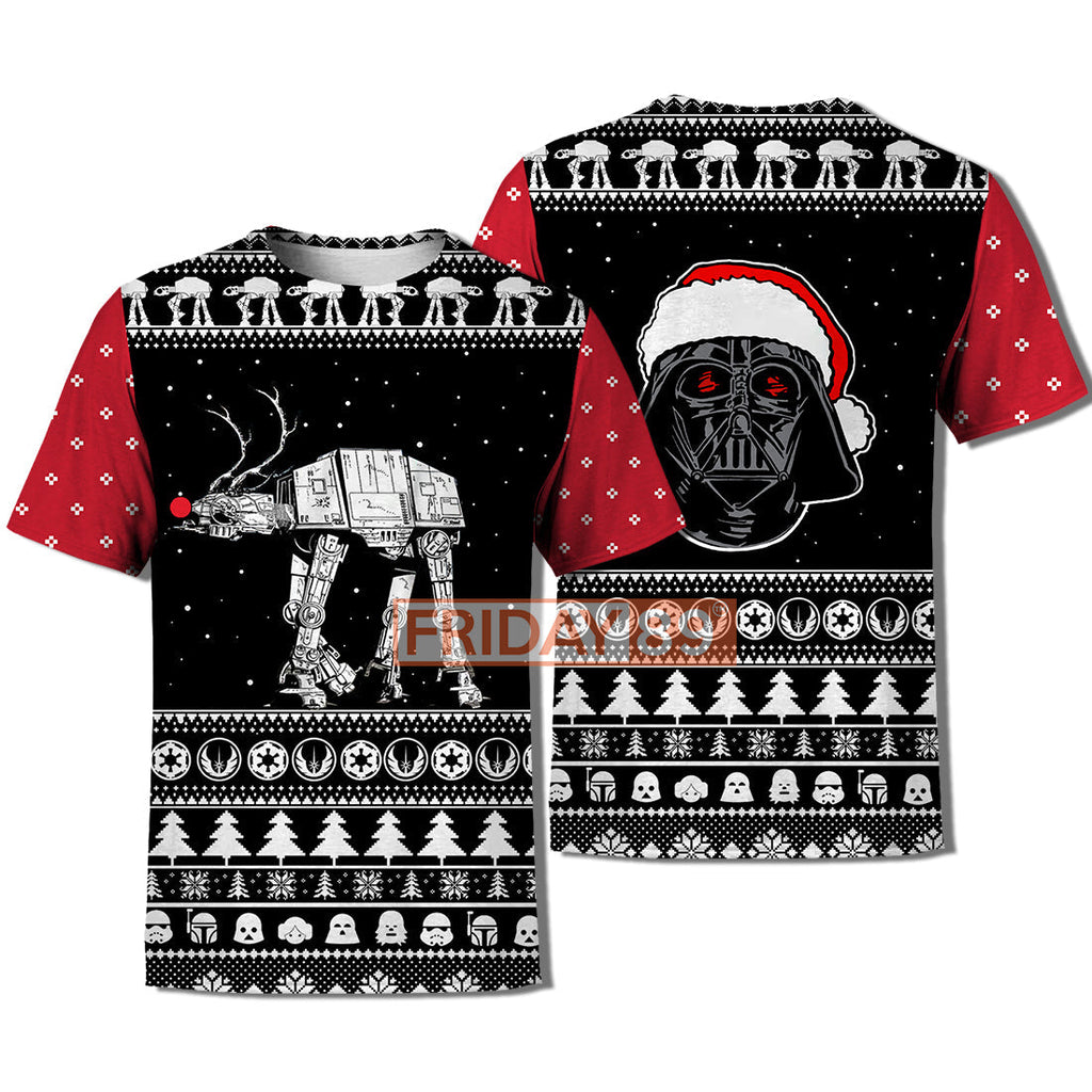  SW T-shirt SW Rudolph ATAT Walker & Santa D.Vader T-shirt Awesome SW Hoodie Sweater Tank 2024