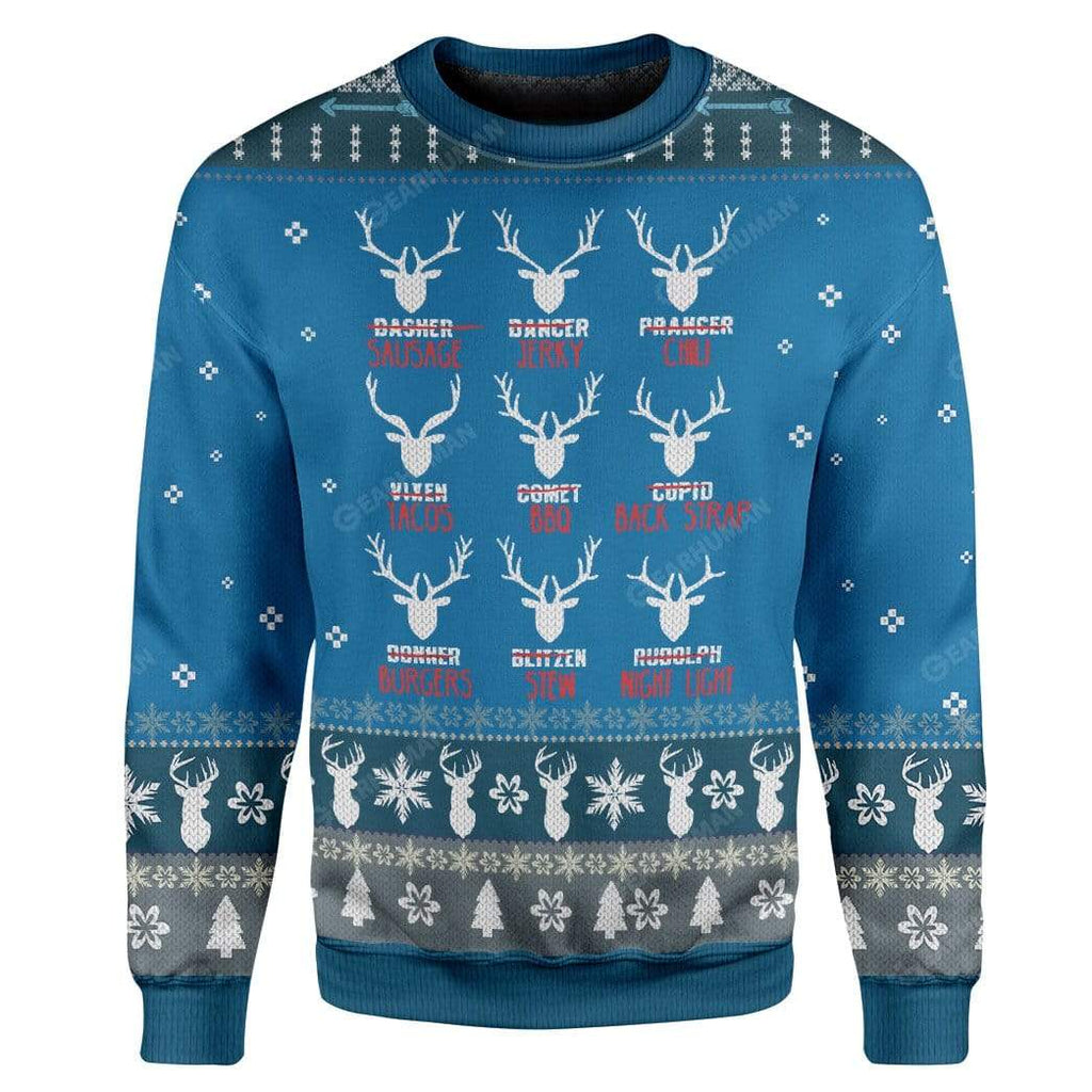 Gifury Hunting Ugly Christmas Sweater Reindeer Hunting Blue Sweater Hunting Sweater 2023
