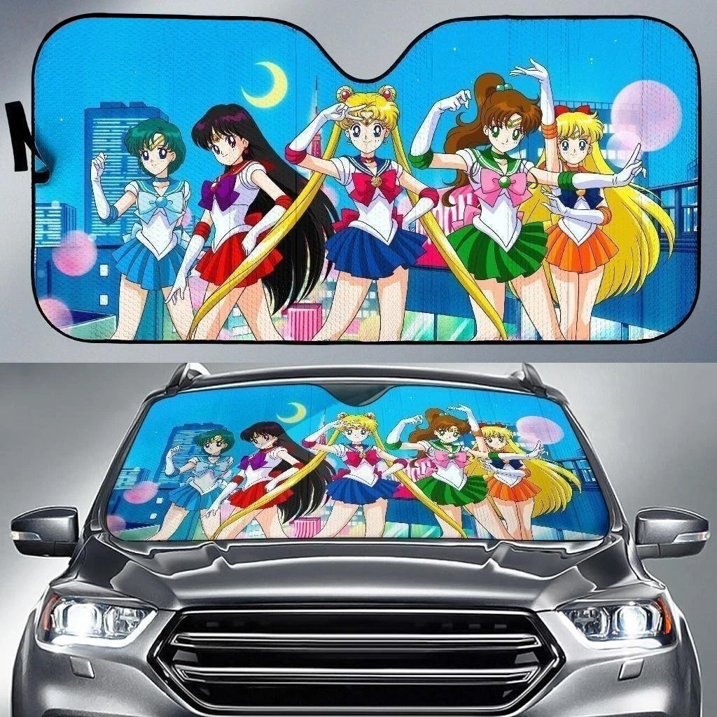 Sailor Moon Car Sun Shade Vintage Sailor Moon Team Windshield Sun Shade