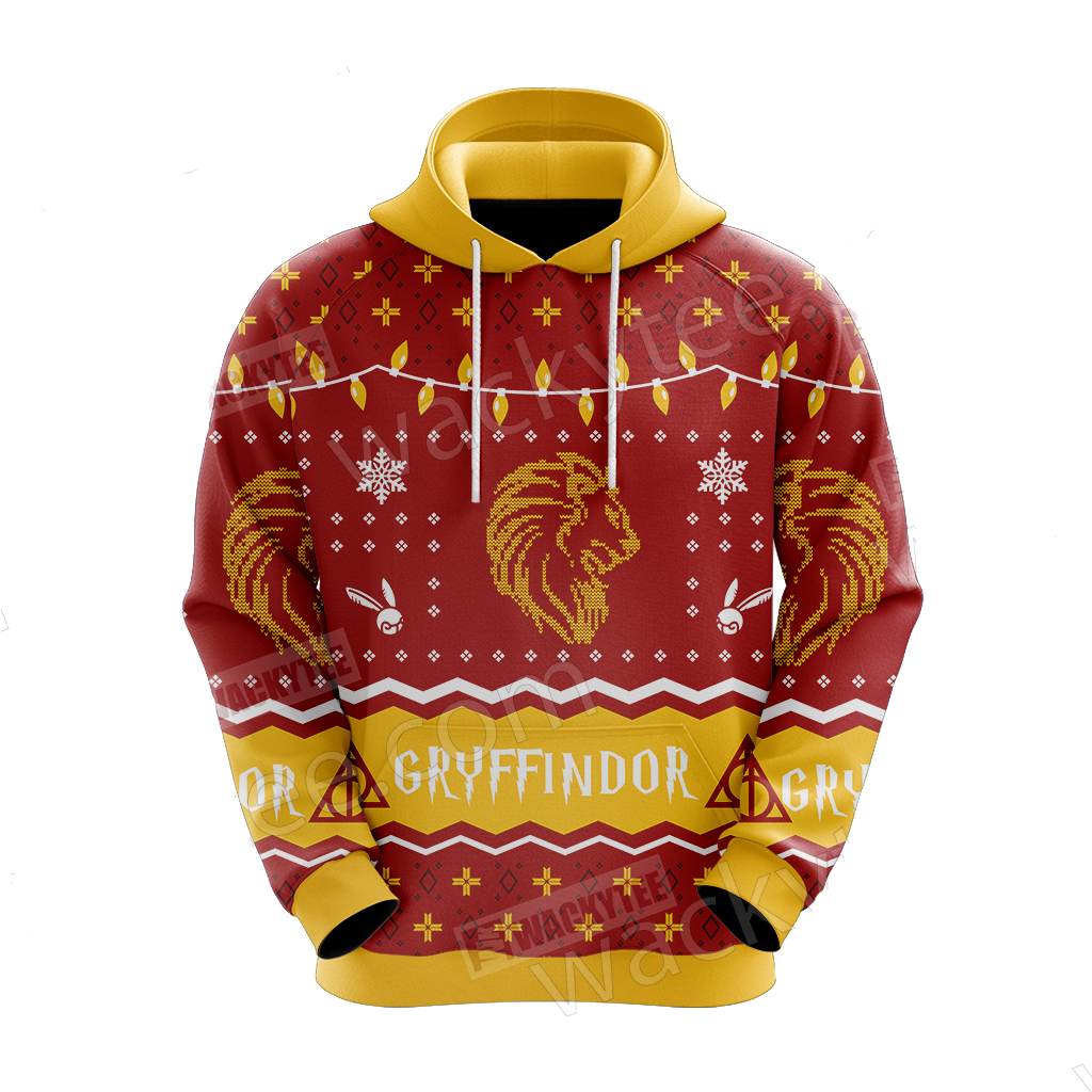 HP Christmas Hoodie Gryffindor House Christmas Pattern Hoodie