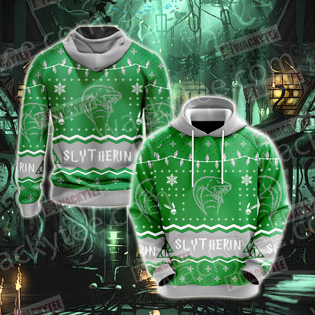 HP Christmas Hoodie Slytherin House Christmas Pattern Hoodie