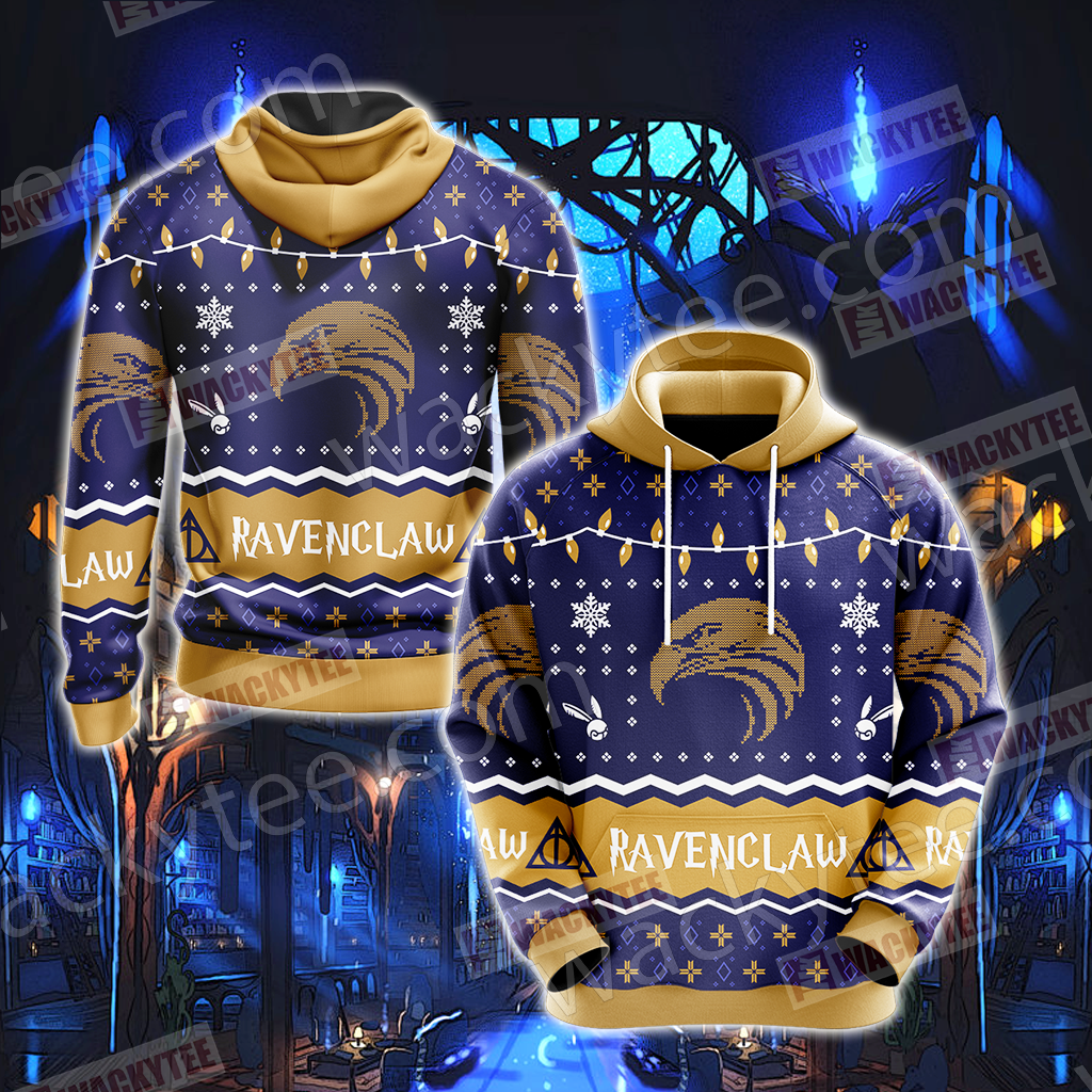 HP Christmas Hoodie Ravenclaw House Christmas Pattern Hoodie