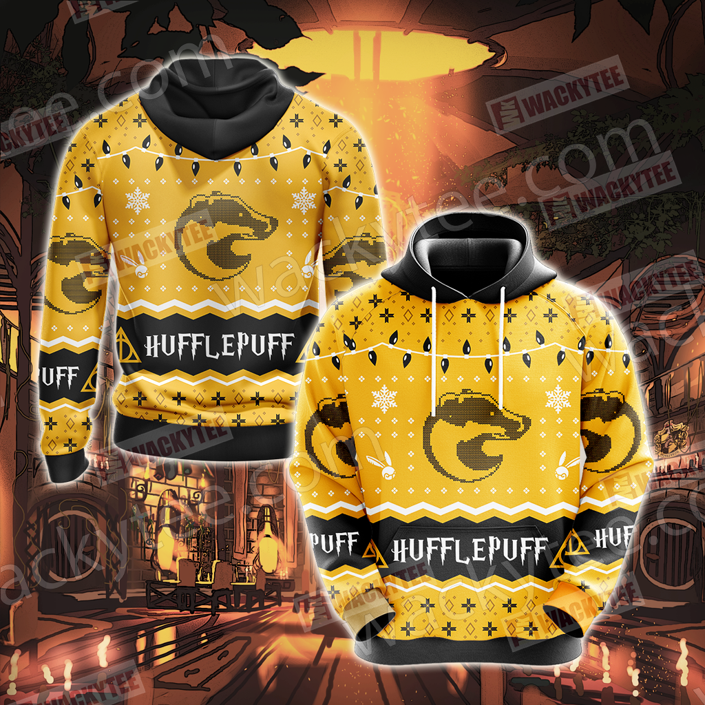 HP Christmas Hoodie Hufflepuff House Christmas Pattern Hoodie